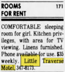 Little Traverse Motel (Little Traverse Hotel) - May 16 1984 Rooms For Rent (newer photo)